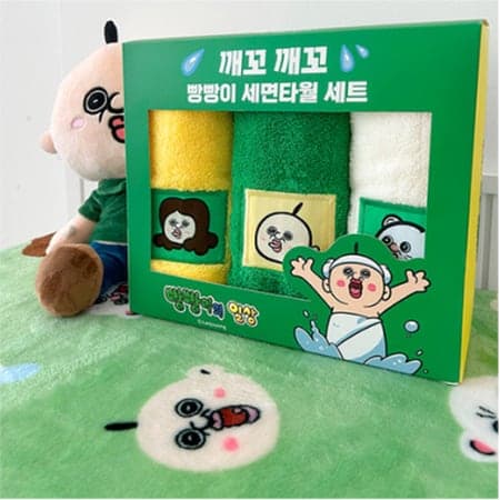 캐릭터 판촉용 세면타올 3매 선물세트 박스 포장