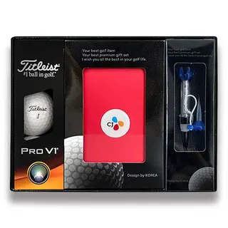 타이틀리스트Pro v1 골프공3알 + 마그넷 골프티 + 골프 파우치