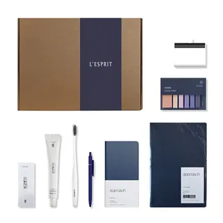 레스쁘리 네이비 사무 웰컴키트 B (노트2종+도킹형 고속 보조배터리+볼펜+점착 메모+치약칫솔세트)
