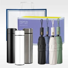 우산 — 3단 자동 양우산 + LED 온도표시 텀블러 500ml 선물세트